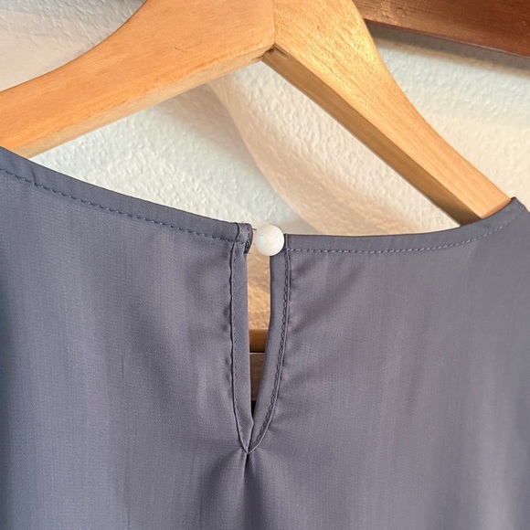 Temu Women's Pleated Neckline Long Sleeved Blouse, Slate Grey, Size L - Picture 6 of 9